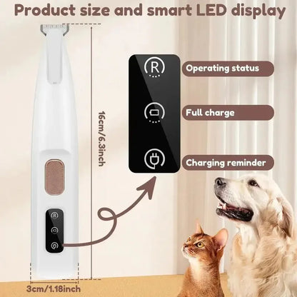 Waterproof Pet Hair Trimmer with LED Light