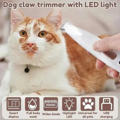 Waterproof Pet Hair Trimmer with LED Light